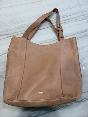 Brahmin Light Tan Leather Shoulder Tote